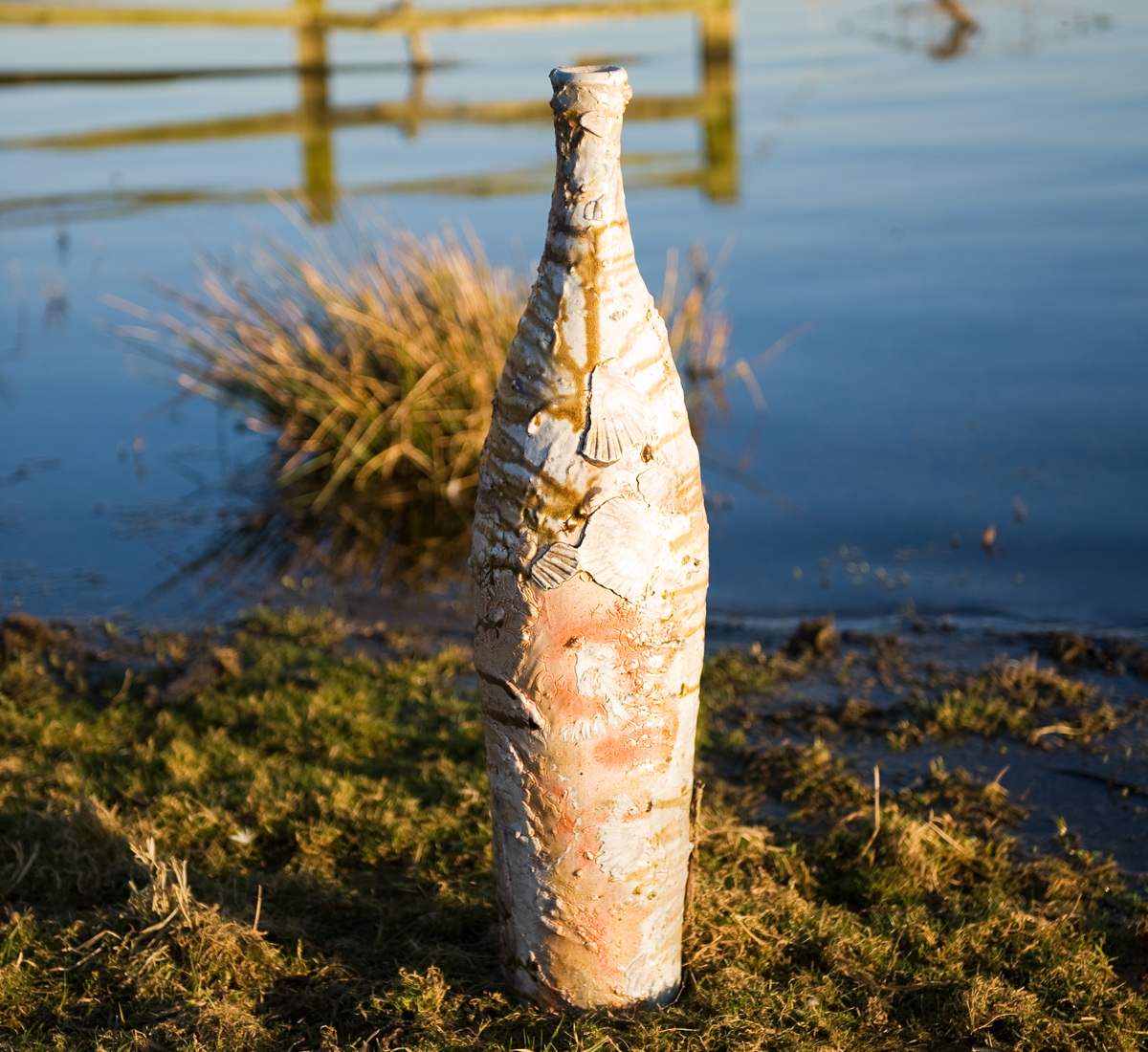 Nic Collins Tall Bottles Wood Fired Shells Featured Ceramics | Tall Wood-Fired Bottles by Nic Collins