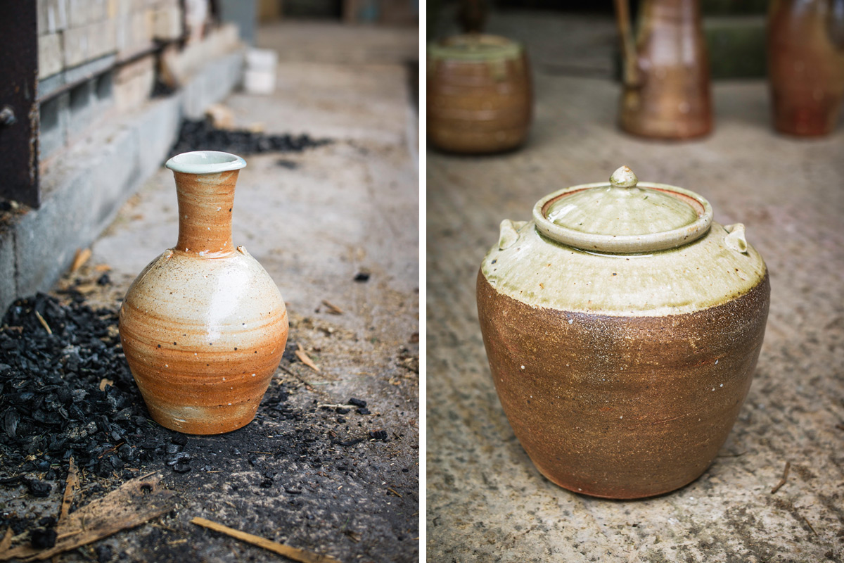 Phil-Rogers-Firing-Wood-Kiln-Bottle-and-Lidded-Jar